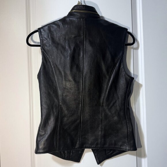 Danier Vintage Leather Vest – Black – XS – Moto-Inspired with Gold Zippers - Picture 8 of 10